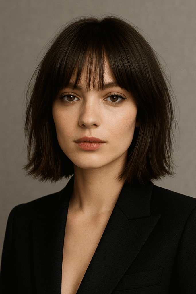 Blunt Lob with Wispy Fringe