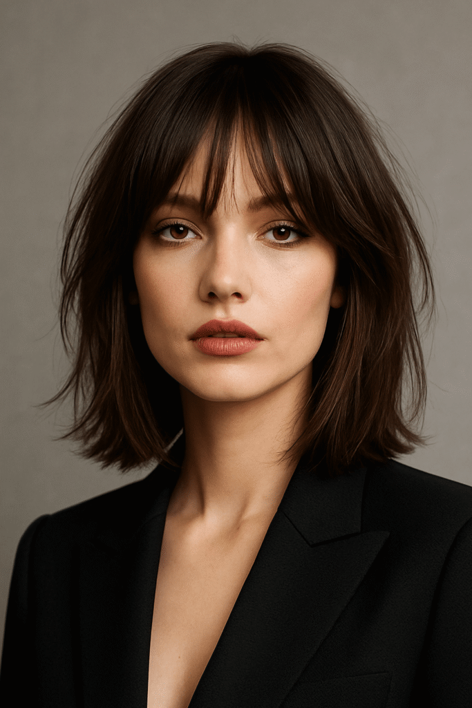 Lob with Feathered Bangs