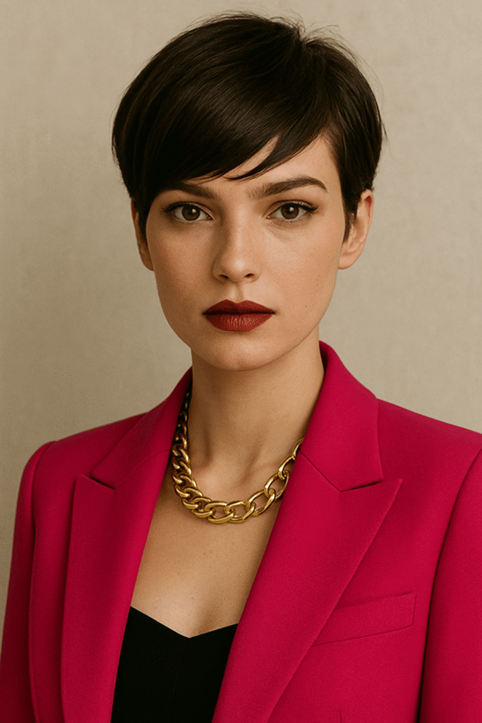 Side-Swept Pixie with Long Bangs
