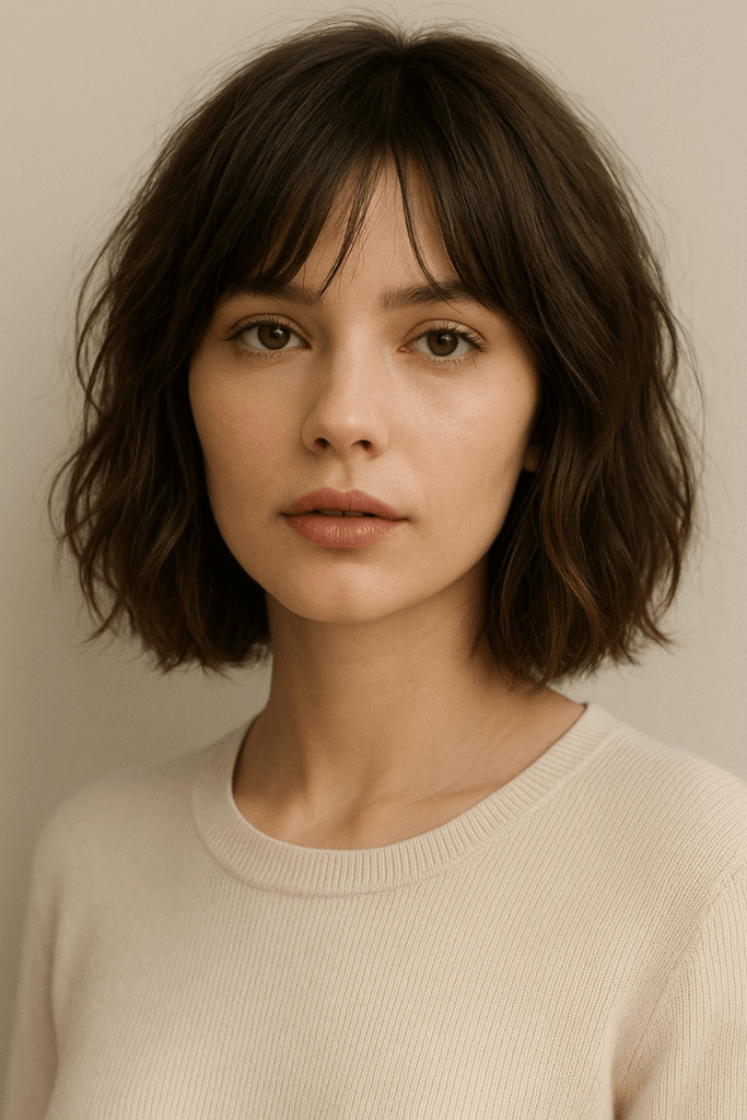 Textured Bob with Curtain Bangs